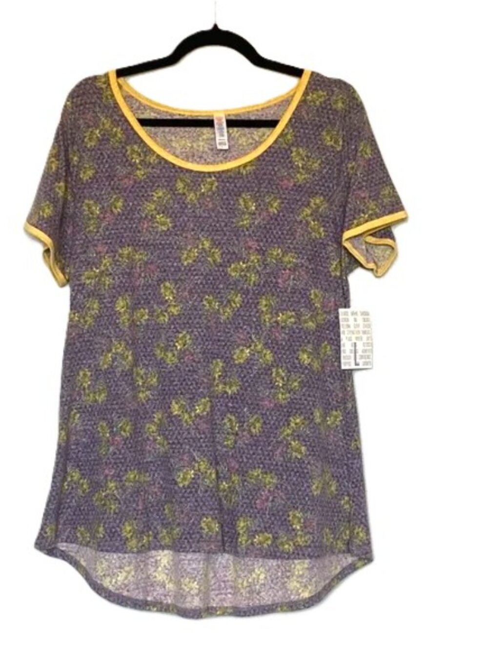 LuLaRoe Classic T Size Large Tunic Top Floral Purple Yellow Pink Green